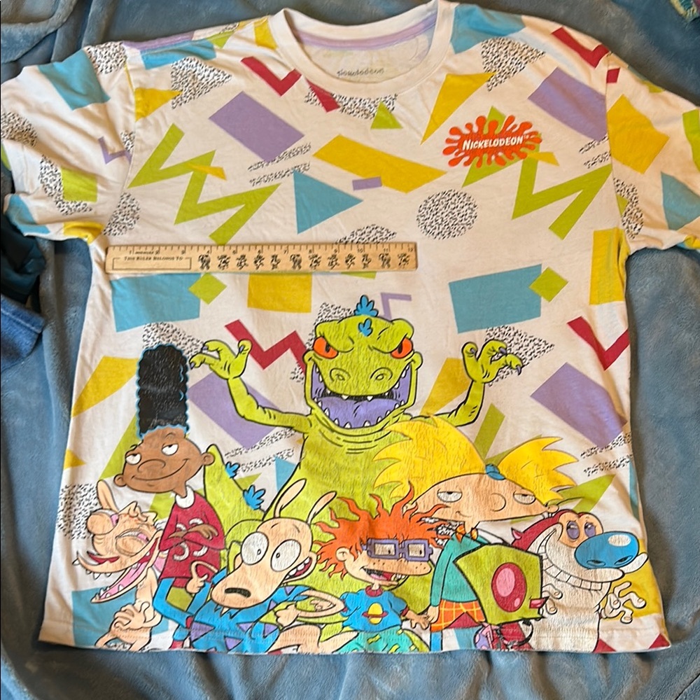 Vintage 90s Nickelodeon Blue and Green Short Sleeve Tee